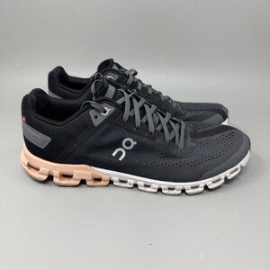 On Cloudflow Shoes Womens 8.5 Black Rose Athletic Running Walking Sneakers